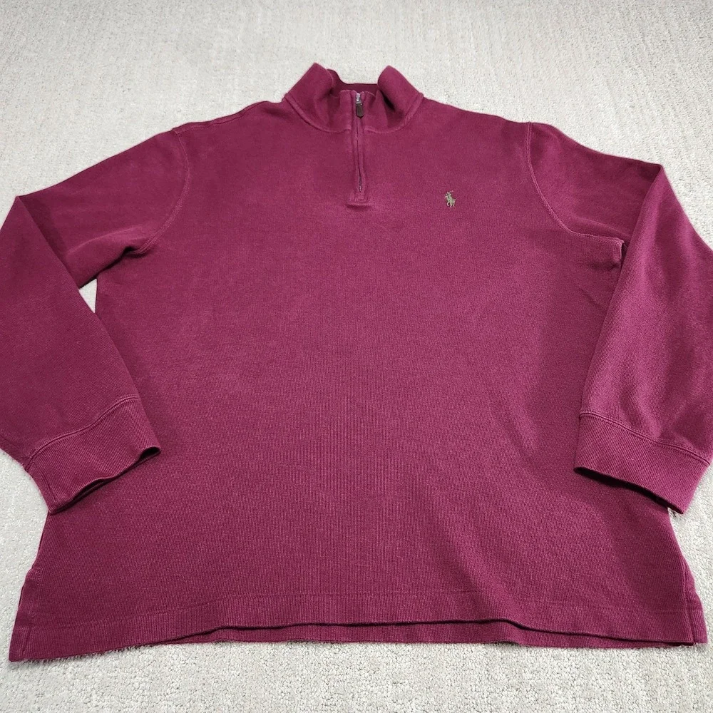 Polo Ralph Lauren 1/4 Zip Sweater Men Large Estate Rib‎ Cotton Minimal Luxury